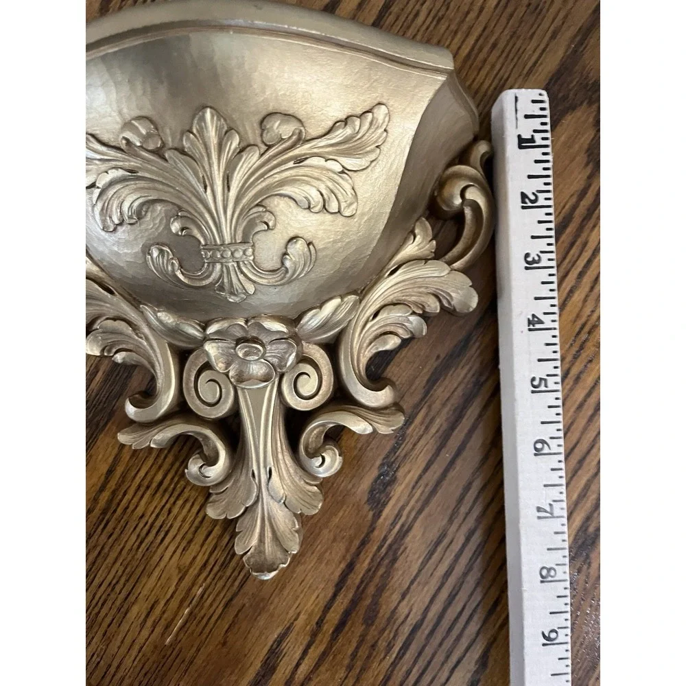 Vintage Homco Dart Plastic Gold Hollywood Regency Wall Pocket Planter